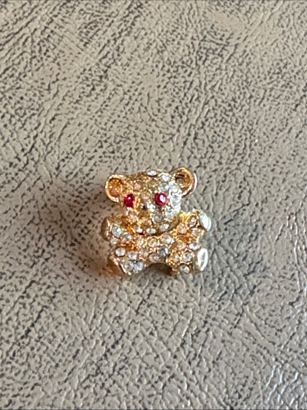 Gold Teddy Bear Crystal Scatter Pin Brooch with Red Eye Accents